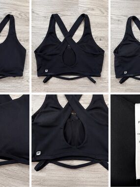 Fabletics Black Cross-Back Keyhole Sports Bra